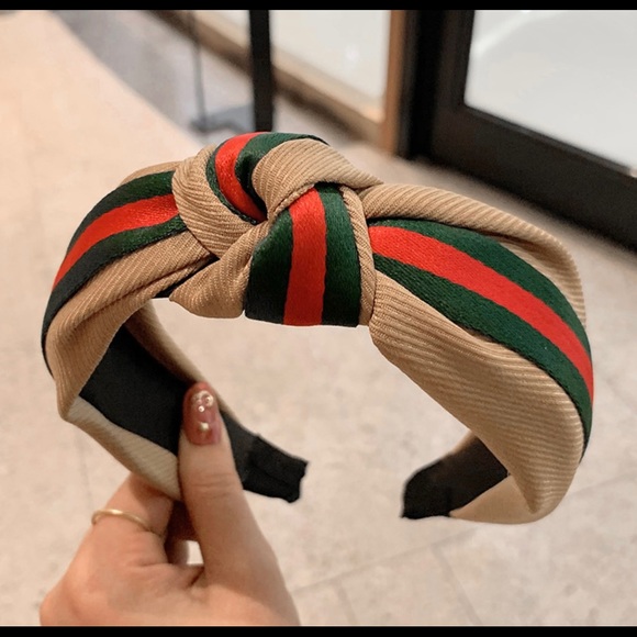 Accessories - Tan color classic handmade Casual fabric Top knot ribbon headband